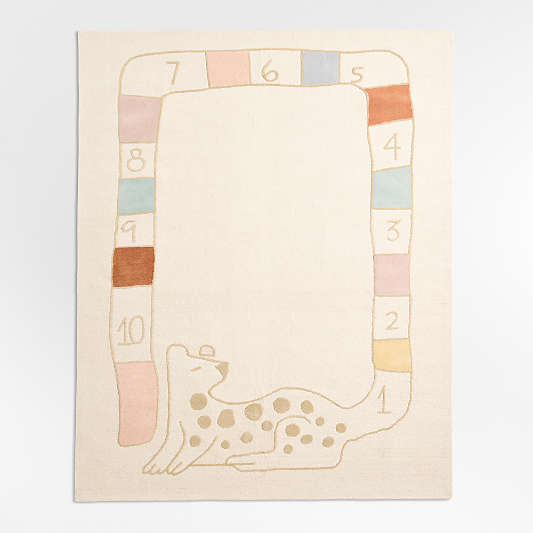 Leopard Hopscotch Wool Kids Area Rug 6'x9'