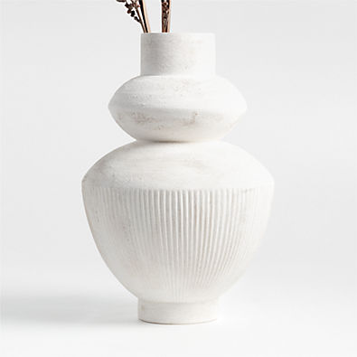 View Les Crêtes White Textured Vase 18" by Athena Calderone details