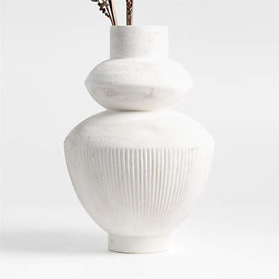 Les Crêtes White Textured Vase 18" by Athena Calderone