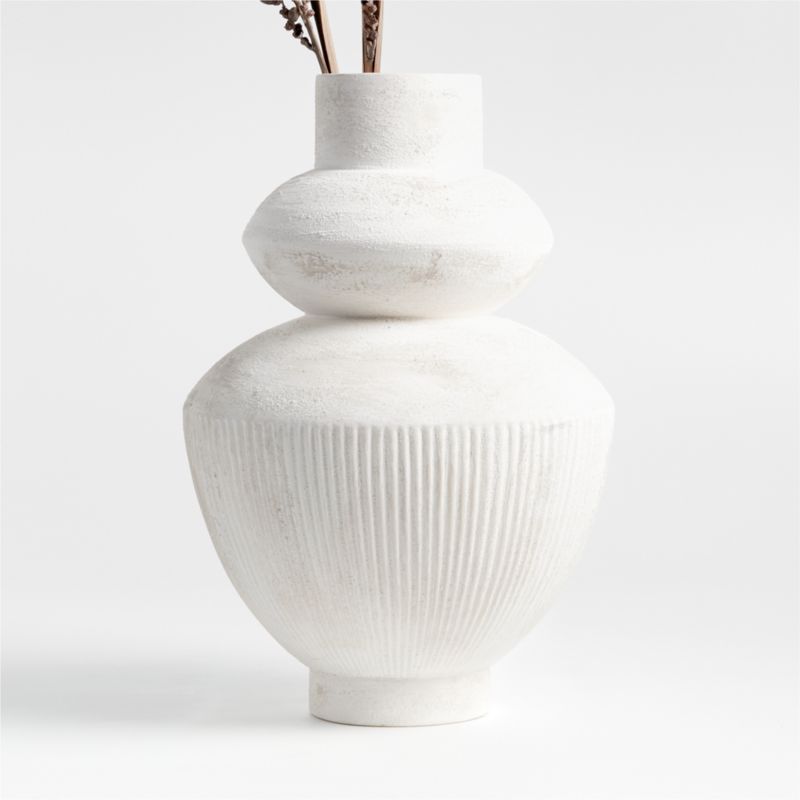 Kyoto White Ceramic Vase 16"