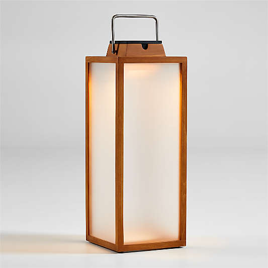 Les Jardins Tradition Teak LED Outdoor Solar-Powered Lantern 25"