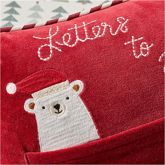 Letters to Santa with Envelope Velvet Kids Christmas Throw Pillow