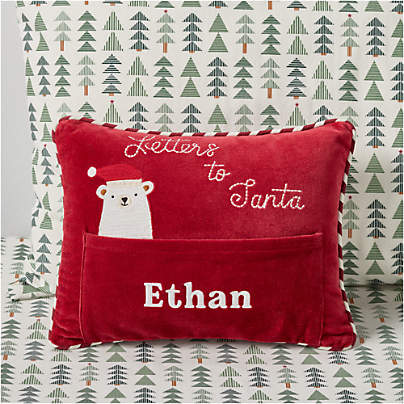 Letters to Santa with Envelope Velvet Kids Christmas Throw Pillow