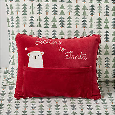 Letters to Santa with Envelope Velvet Kids Christmas Throw Pillow