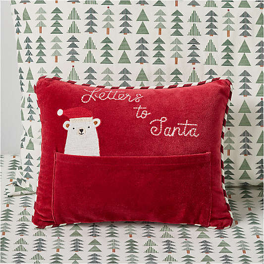 Letters to Santa with Envelope Velvet Kids Christmas Throw Pillow