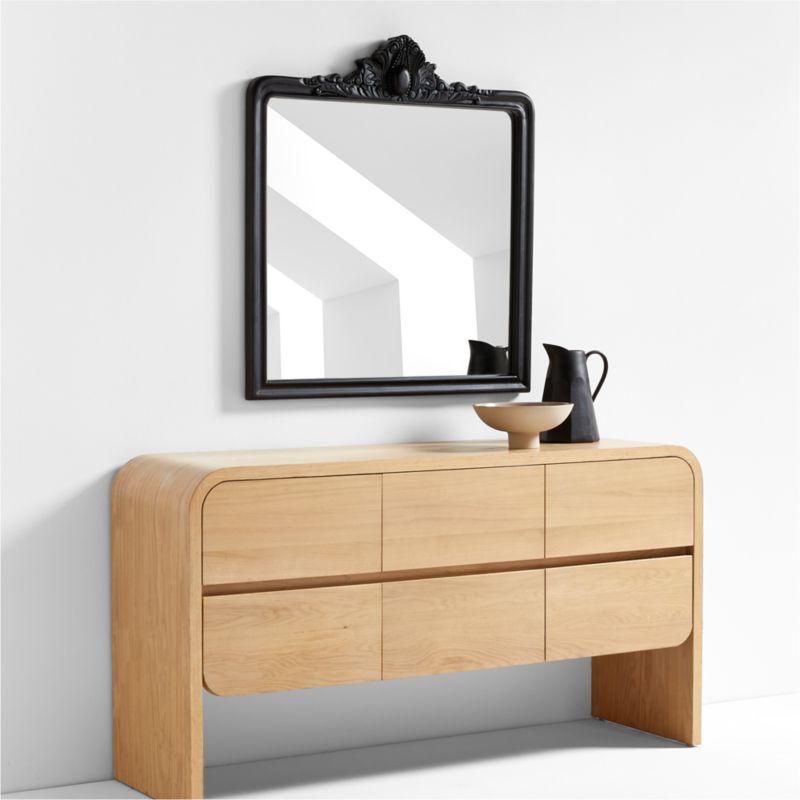 Levon Black Carved Wood Wall Mirror by Leanne Ford