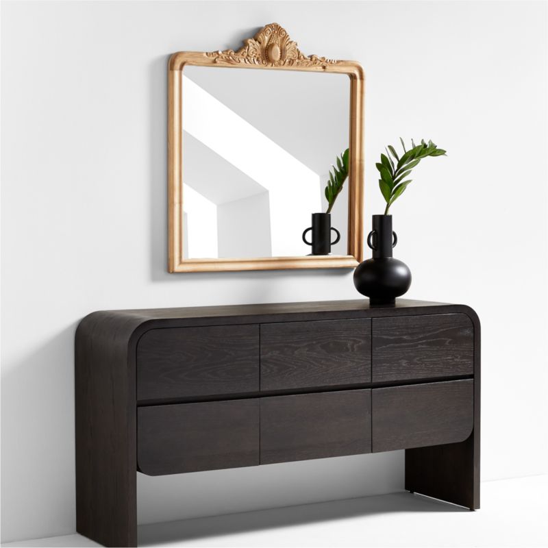 Levon Natural Carved Wood Wall Mirror by Leanne Ford