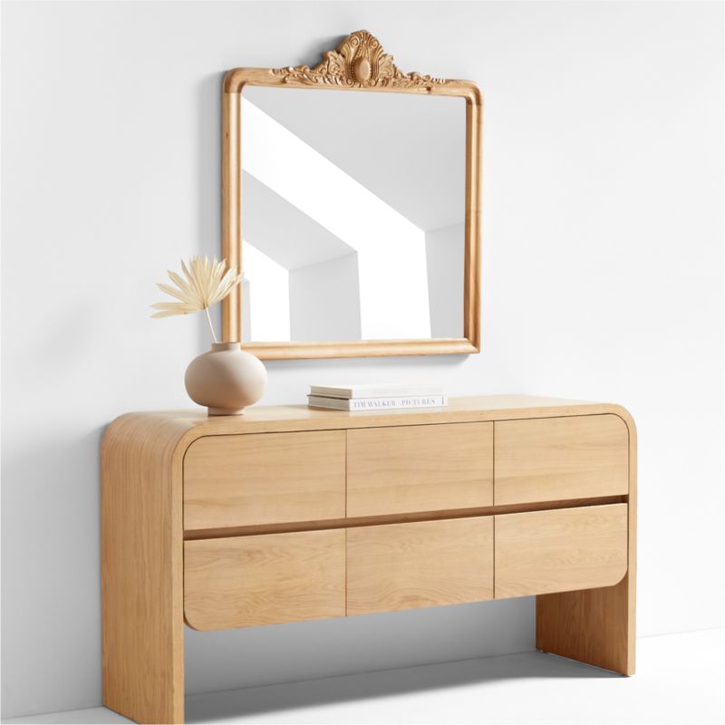 Levon Natural Carved Wood Wall Mirror by Leanne Ford