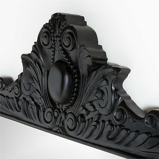 Levon Black Carved Wood Wide Floor Mirror by Leanne Ford 54.75"x94"