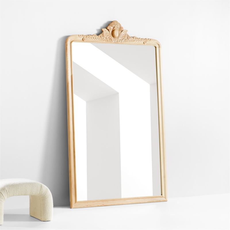 Levon Natural Carved Wood Wide Floor Mirror by Leanne Ford