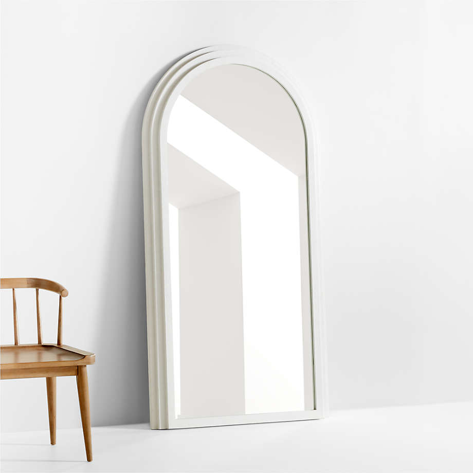 Lewes White Plaster Floor Mirror | Crate & Barrel