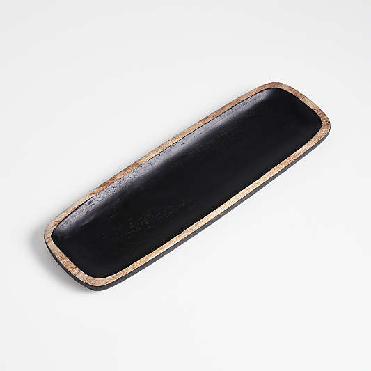 Lex Black Wood Rectangle Platter