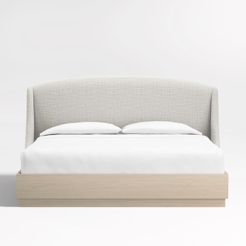 Lafayette 48" Mist Grey Upholstered King Headboard with Batten White Oak Bed Base - image 0 of 8