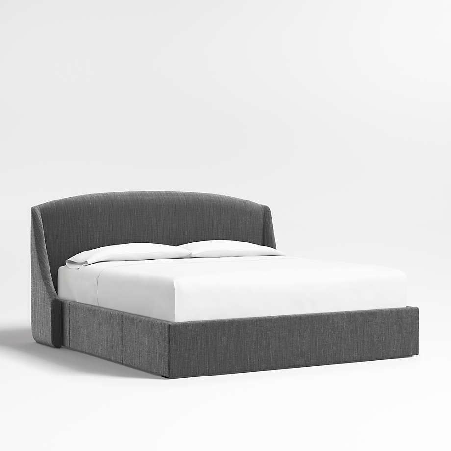 Lafayette 48" Charcoal Grey King Upholstered Headboard with Storage Bed Base + Reviews Crate