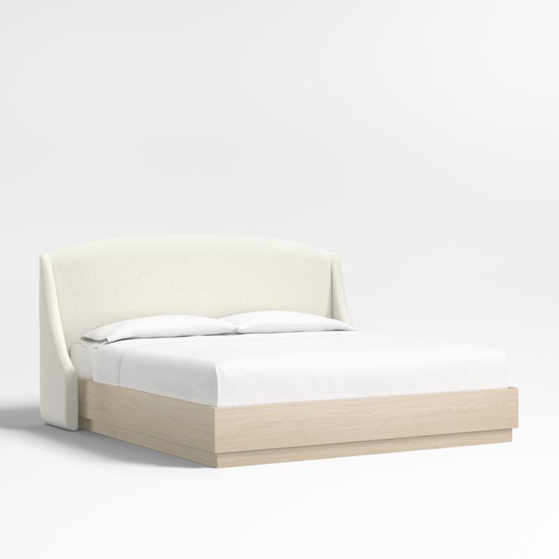 Lafayette 48" Ivory King Upholstered Headboard with Batten White Oak Bed Base - image 0 of 5