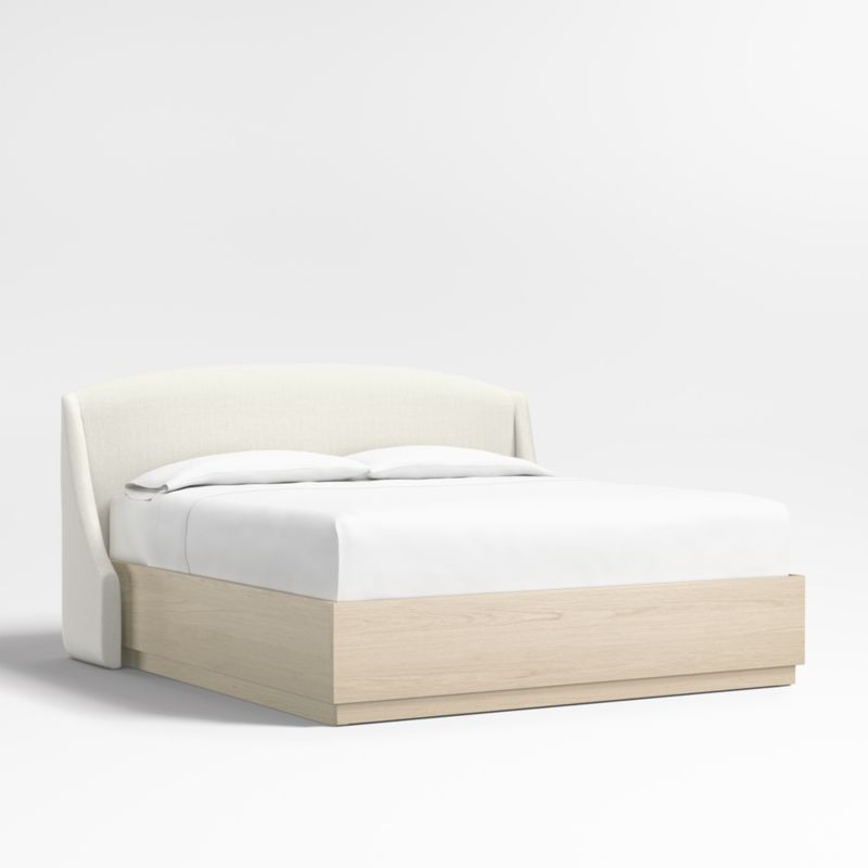 Lafayette 48" Ivory King Upholstered Headboard with Batten White Oak Storage Bed Base - image 0 of 7