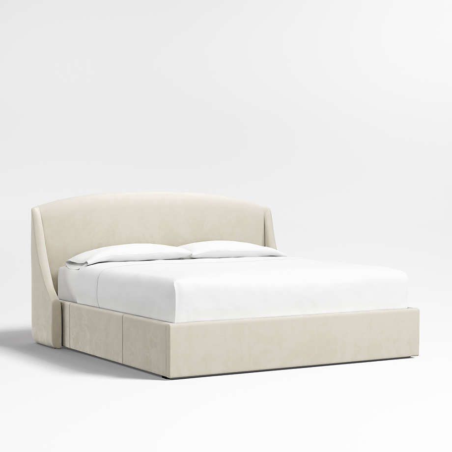 Lafayette 48" Velvet Beige Upholstered King Headboard with Storage Bed