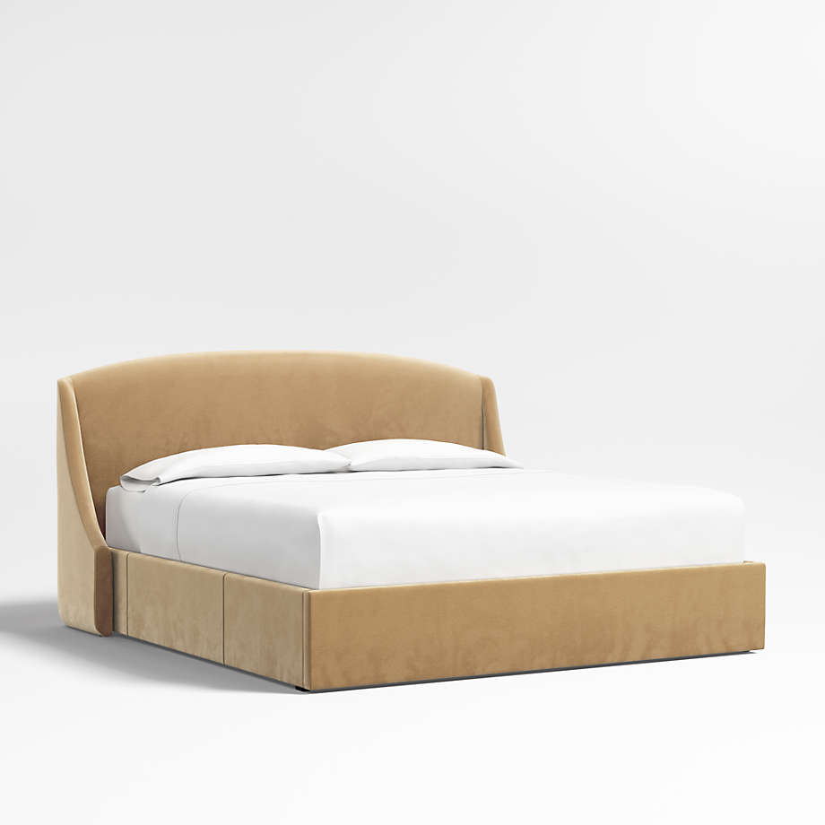 Lafayette 48" Velvet Camel Brown Upholstered King Headboard with Storage Bed Base + Reviews