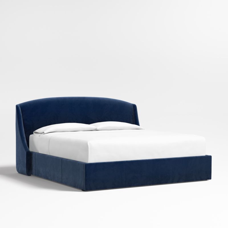 Lafayette 48" Navy King Upholstered Headboard with Storage Bed Base - image 0 of 7