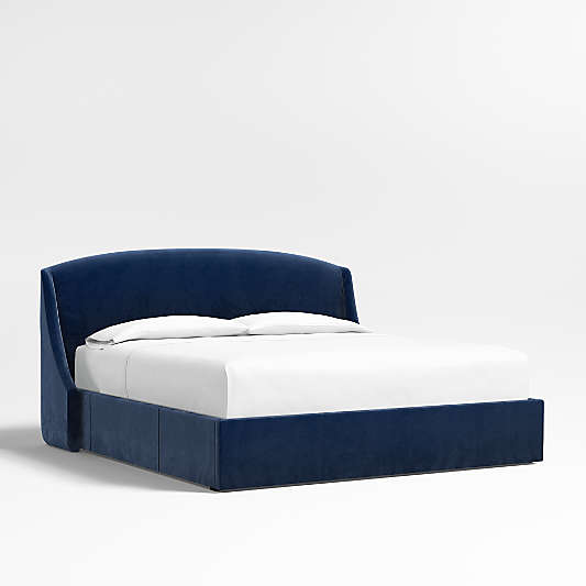 Lafayette 48" Navy King Upholstered Headboard with Storage Bed Base