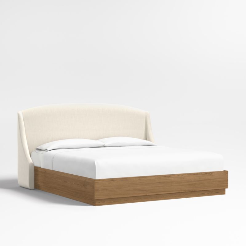 Lafayette 48" Ivory Upholstered King Headboard with Batten Brown Oak Bed Base - image 0 of 9