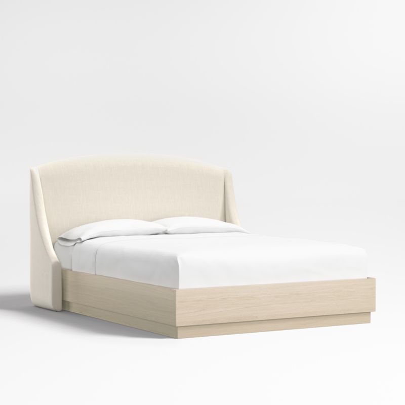 Lafayette 48" Ivory Upholstered King Headboard with Batten White Oak Bed Base - image 2 of 5