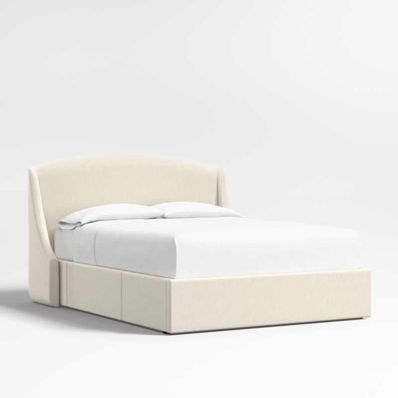 Lafayette 48" Ivory Upholstered Queen Headboard with Storage Bed Base - image 0 of 4