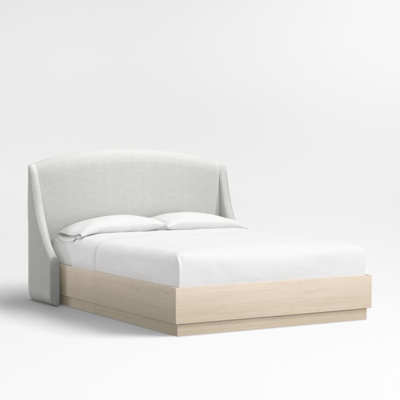 Lafayette 48" Oyster Grey Upholstered King Headboard with Batten White Oak Bed Base - image 2 of 5