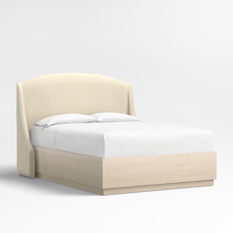 Lafayette 56" Ivory Upholstered King Headboard with Batten White Oak Storage Bed Base - image 2 of 8