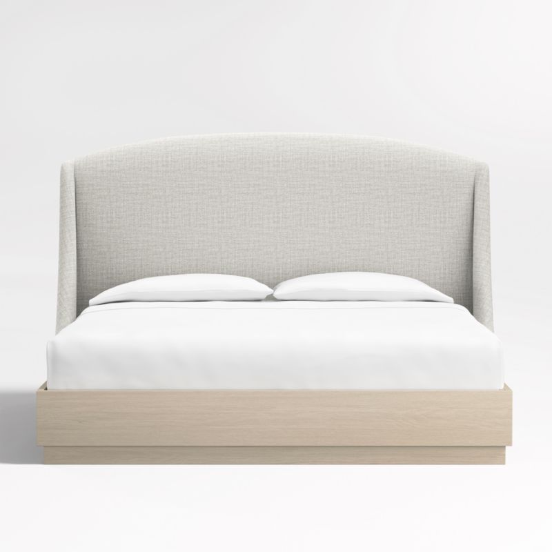 Lafayette 56" Mist Grey Upholstered King Headboard with Batten White Oak Bed Base - image 0 of 8