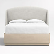 Curved Boucle White Twin Wall-Mounted Headboard