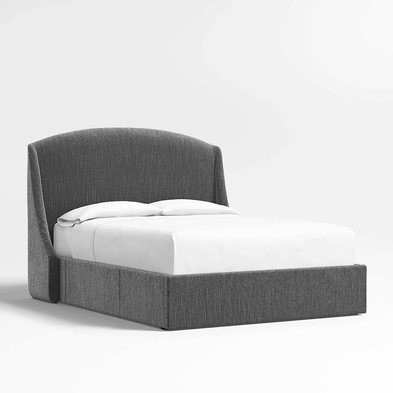 Lafayette 56" Charcoal Grey Queen Upholstered Headboard with Storage Bed Base + Reviews Crate