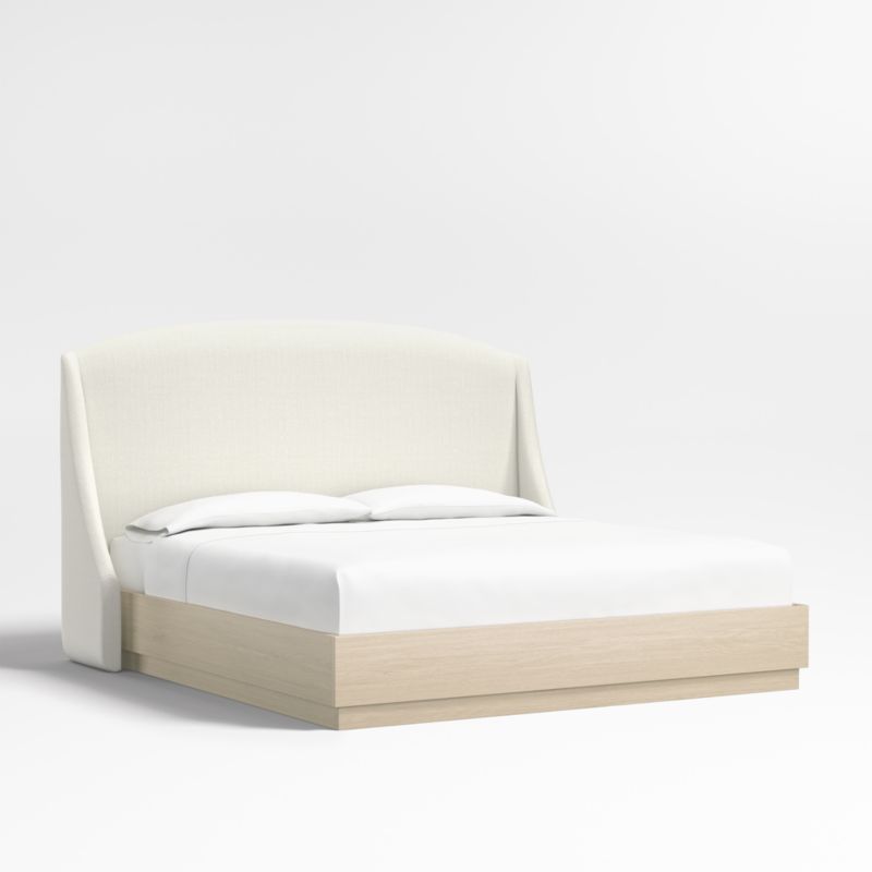 Lafayette 56" Ivory King Upholstered Headboard with Batten White Oak Bed Base - image 0 of 5