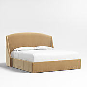 Lafayette 56" Camel Brown Upholstered King Headboard with Storage Bed Base