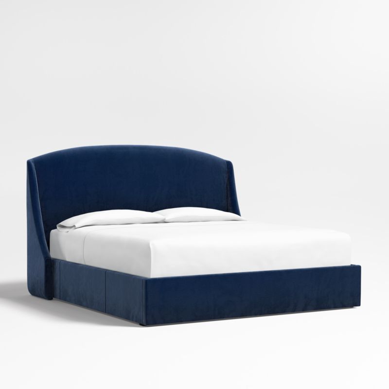 Lafayette 56" Navy King Upholstered Headboard with Storage Bed Base - image 0 of 6