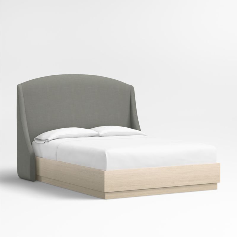 Lafayette 56" Graphite Grey Upholstered King Headboard with Batten White Oak Bed Base - image 2 of 5