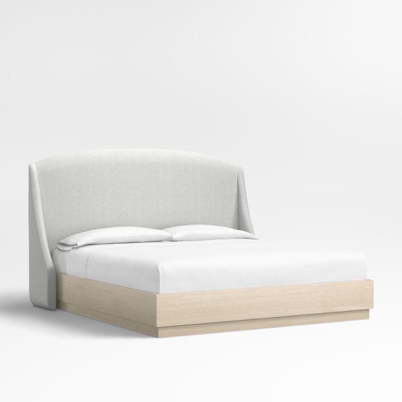 Lafayette 56" Oyster Grey King Upholstered Headboard with Batten White Oak Bed Base - image 0 of 5