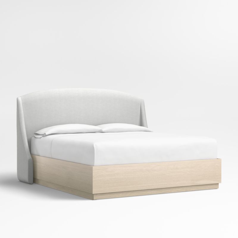 Lafayette 56" Oyster Grey King Upholstered Headboard with Batten White Oak Storage Bed Base - image 0 of 6