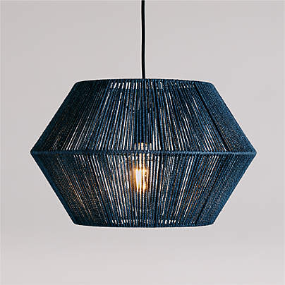 Liam Geo Navy Blue Rope 19.25" Kids Pendant Ceiling Light