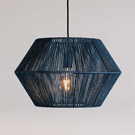 Liam Geo Navy Blue Rope 19.25" Kids Pendant Ceiling Light