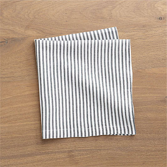 Liam Grey Striped Linen Cloth Dinner Napkin