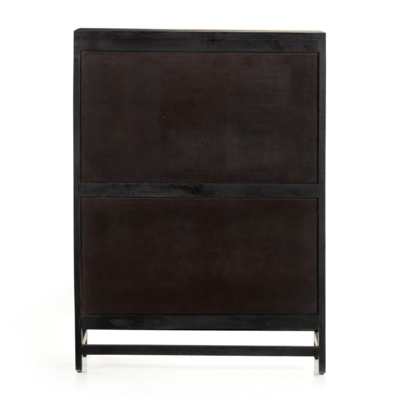 Caprice Black Wash Mango and Woven Cane Bar Cabinet