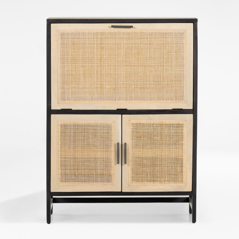 Libby Black Mango Wood Bar Cabinet with Storage