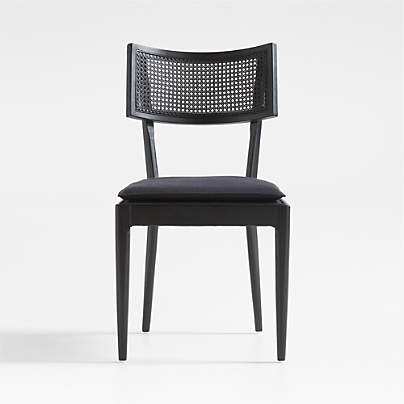 Annette Black Upholstered Cane Dining Chair + Reviews | Crate & Barrel