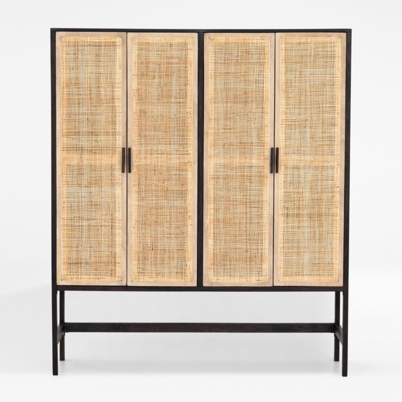 Libby Black Mango Wood Storage Cabinet with Doors