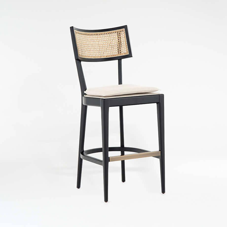 Libby Black and Natural Cane Counter Stool Reviews Crate Barrel