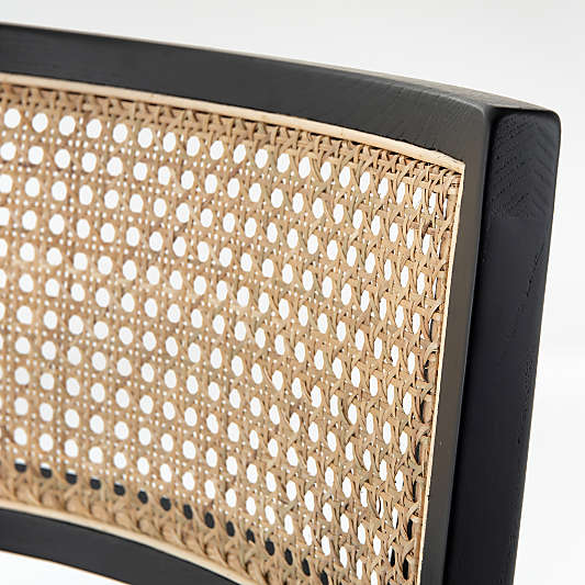 Libby Black Wood and Natural Cane Counter Stool