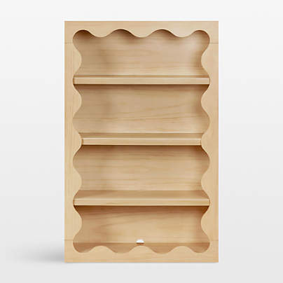 Babyletto 38" Lido Wave Blonde Wood 4-Shelf Tall Kids Bookcase