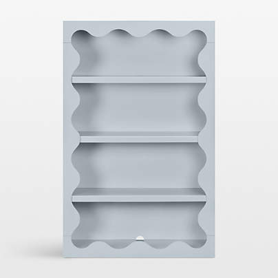 Babyletto 38" Lido Wave Powder Blue 4-Shelf Tall Kids Bookcase