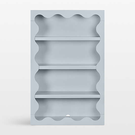 Babyletto 38" Lido Wave Powder Blue 4-Shelf Tall Kids Bookcase